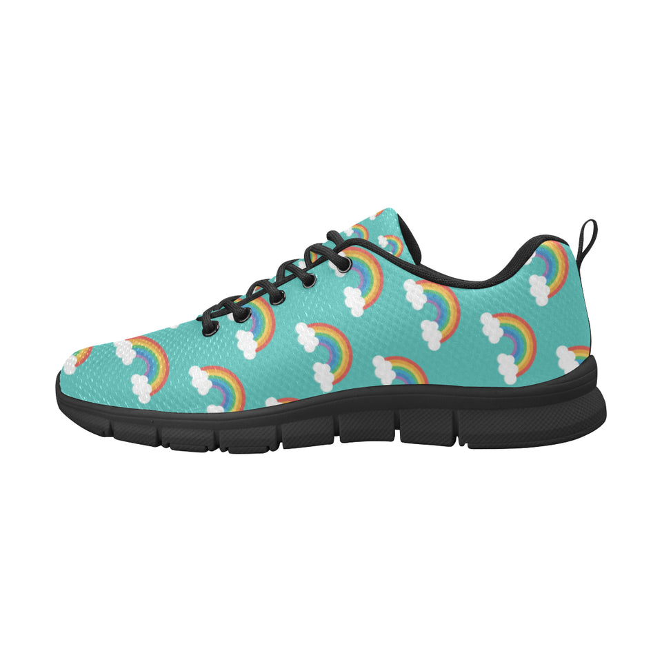 Rainbow pattern green background Women's Sneaker Shoes