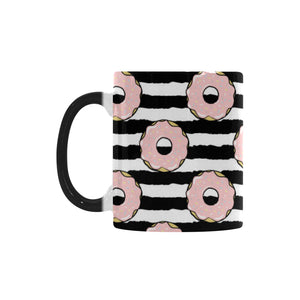 Donuts pink icing striped pattern Morphing Mug Heat Changing Mug