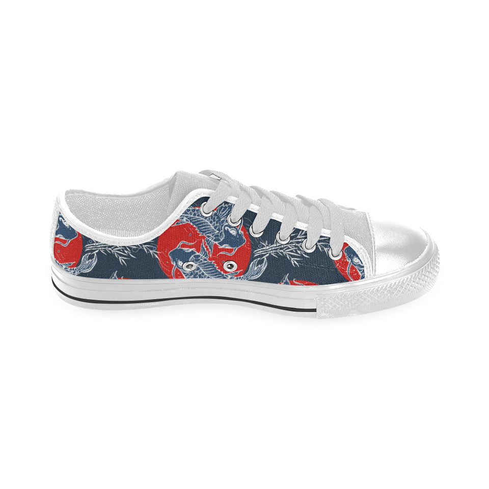 Fancy Carps hand drawn japanese art Men's Low Top Shoes White