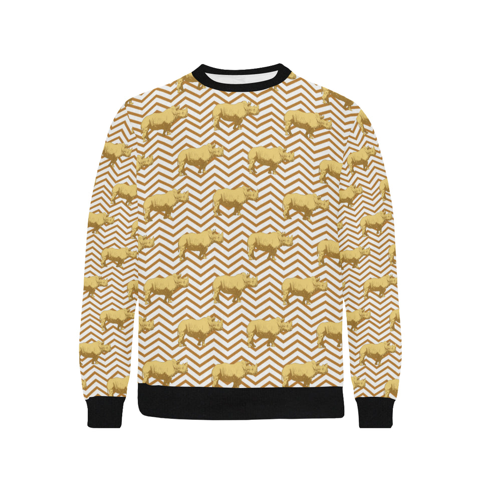 Rhino yellow theme pattern Men's Crew Neck Sweatshirt