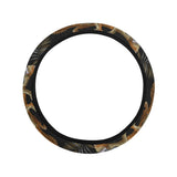 Chameleon lizard tropical leaves palm tree Car Steering Wheel Cover