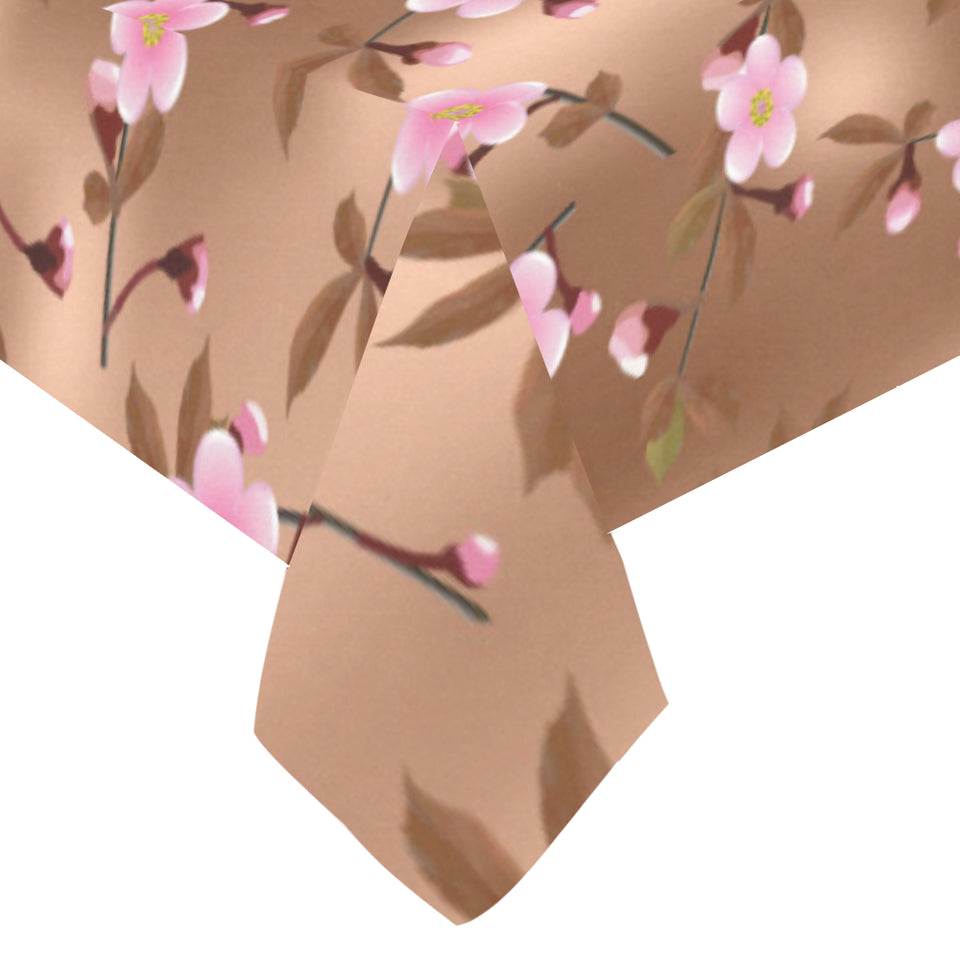 Pink sakura cherry blossom drak brown background Tablecloth