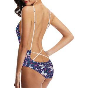 Colorful butterfly flower pattern.eps Women's One-Piece Swimsuit