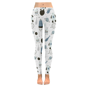 Hand drawn space elements space rocket star planet Women's Legging Fulfilled In US