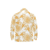 hand drawn orange fruit pattern Men's Long Sleeve Polo Shirt