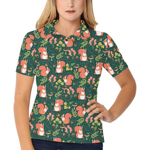Squirrel Pattern Print Design 03 Women's All Over Print Polo Shirt