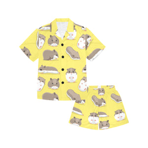 Cute Hamster pattern Kids' Boys' Girls' V-Neck Short Pajama Set