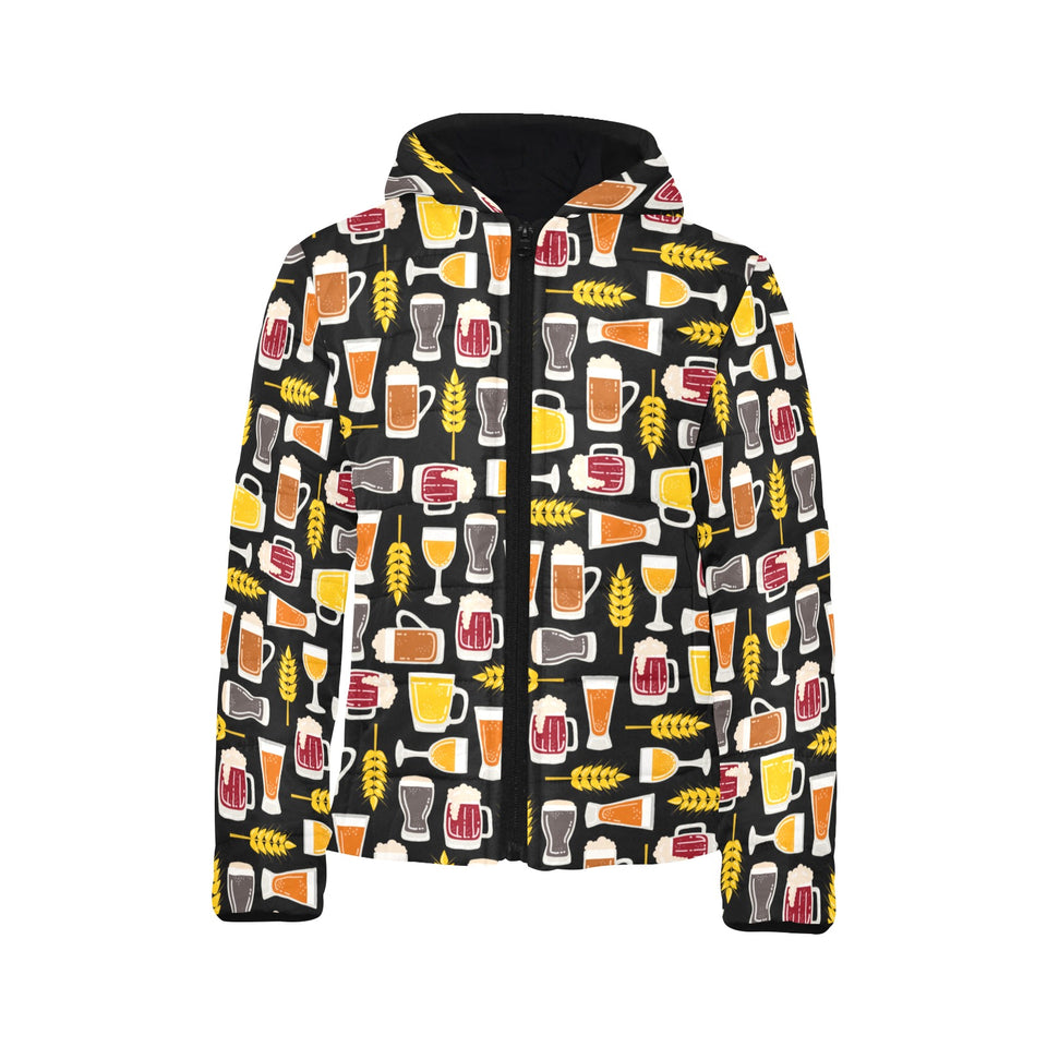 Beer type pattern Kids' Boys' Girls' Padded Hooded Jacket