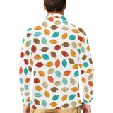 Colorful american football ball pattern Men's Long Sleeve Polo Shirt