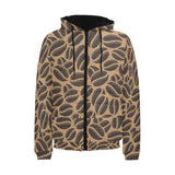 Coffee bean on brown background Men's Padded Hooded Jacket