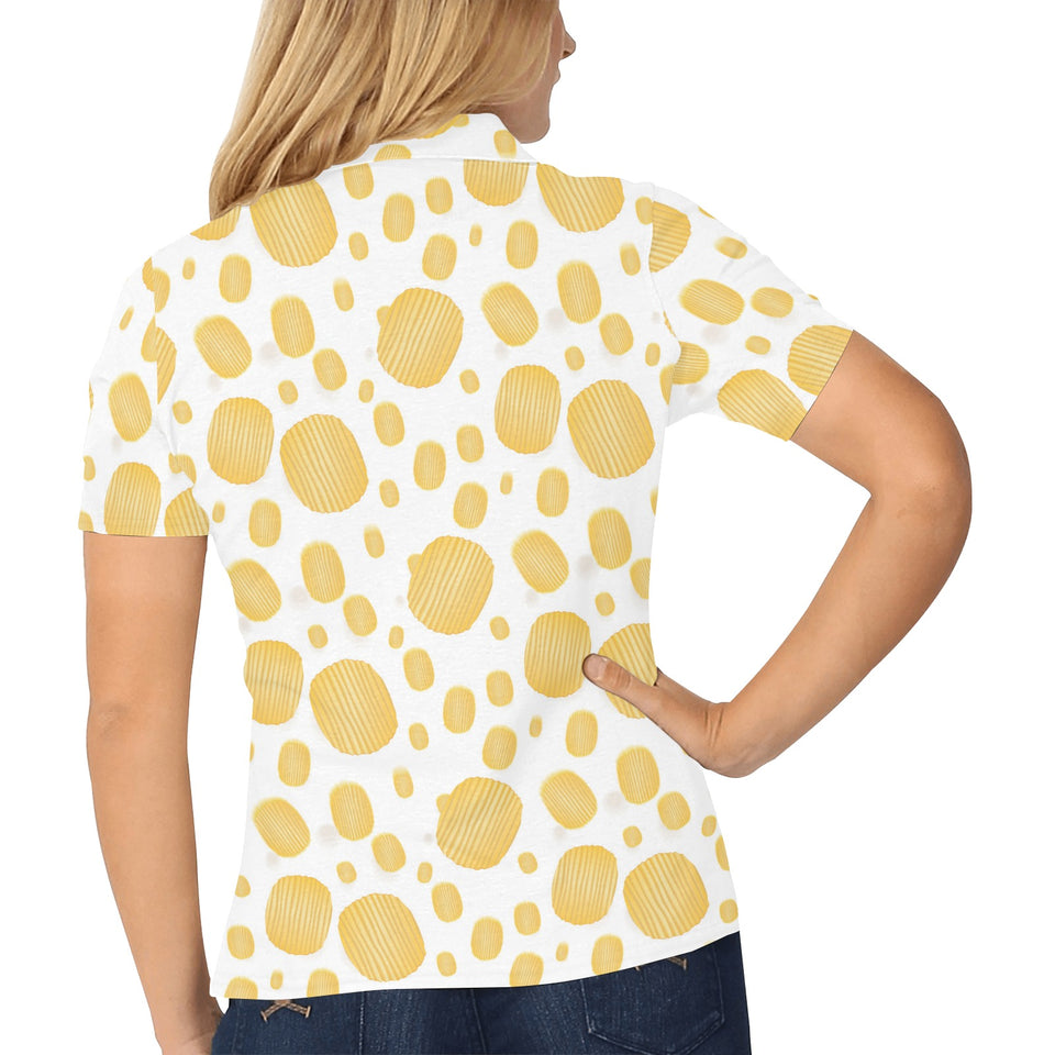 Potato Chips Pattern Print Design 03 Women's All Over Print Polo Shirt