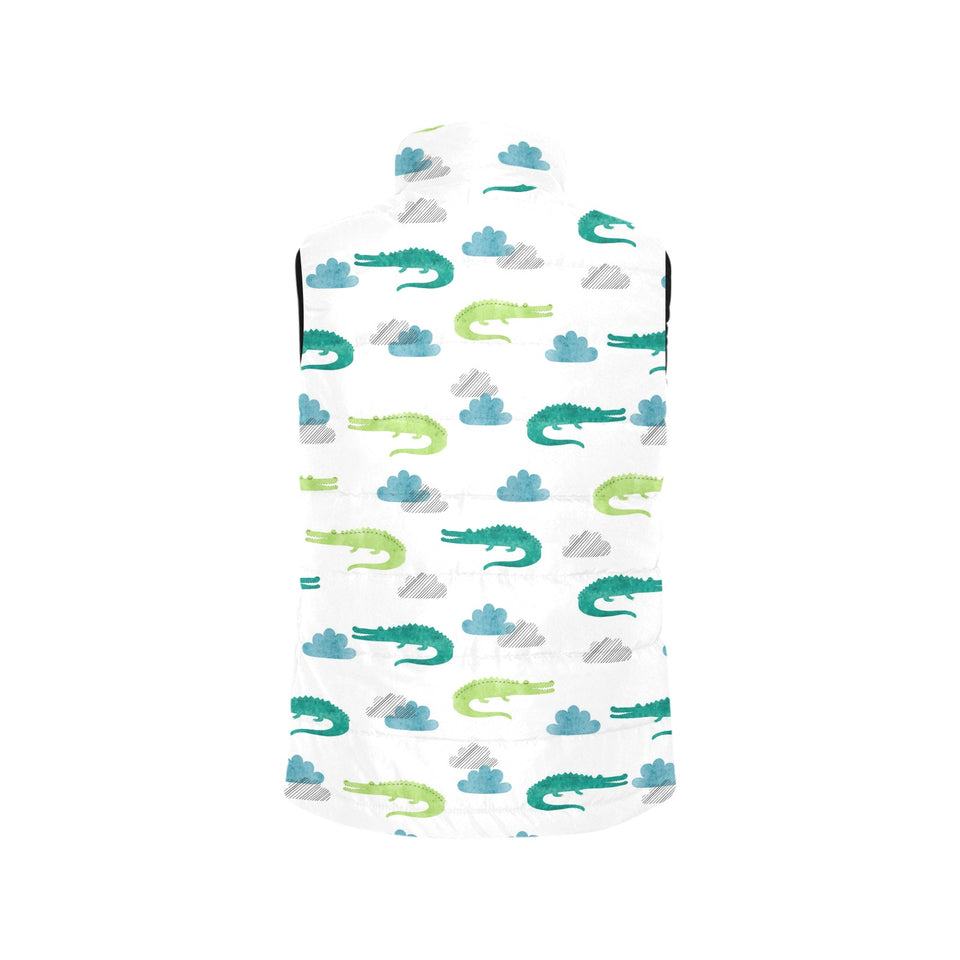 watercolor crocodile pattern Women's Padded Vest