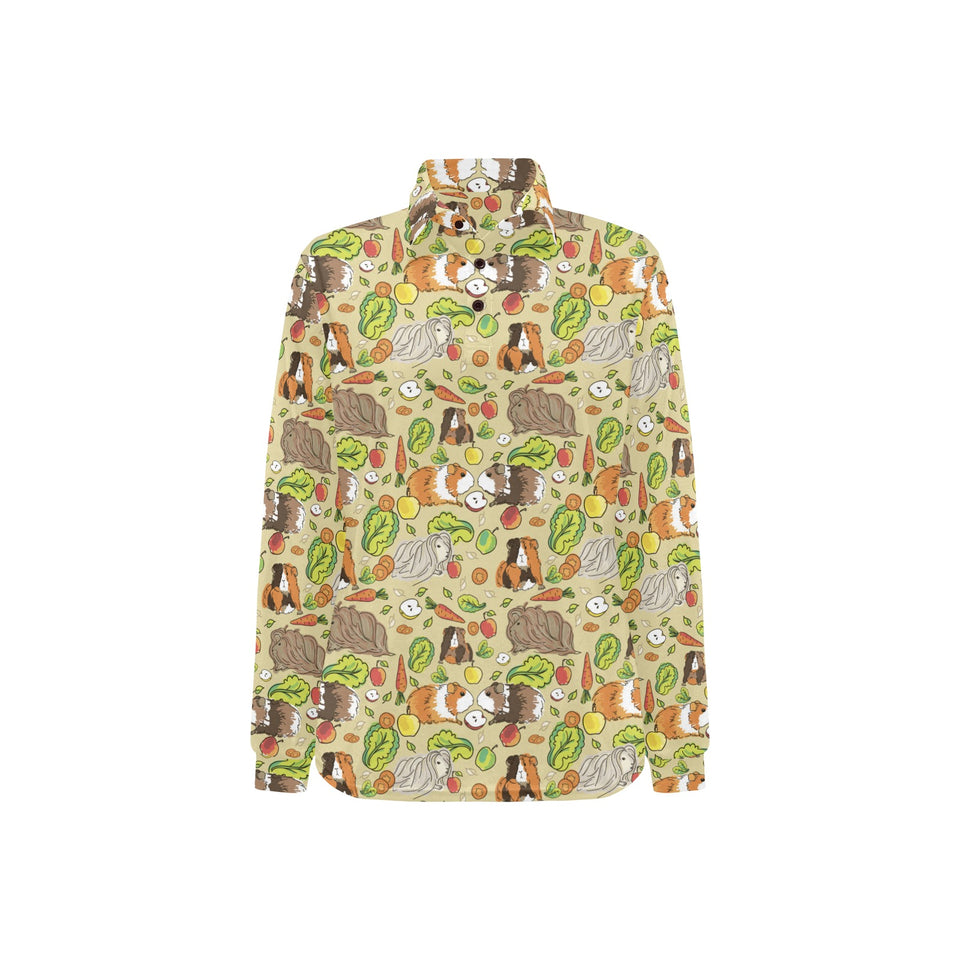 Guinea Pig Pattern Print Design 04 Women's Long Sleeve Polo Shirt