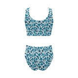 Hibiscus Pattern Print Design 04 Chest Bowknot High Waisted Bikini Swimsuit
