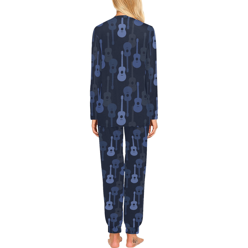 Blue Theme guitar pattern Women's All Over Print Pajama Set
