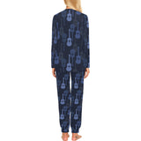 Blue Theme guitar pattern Women's All Over Print Pajama Set