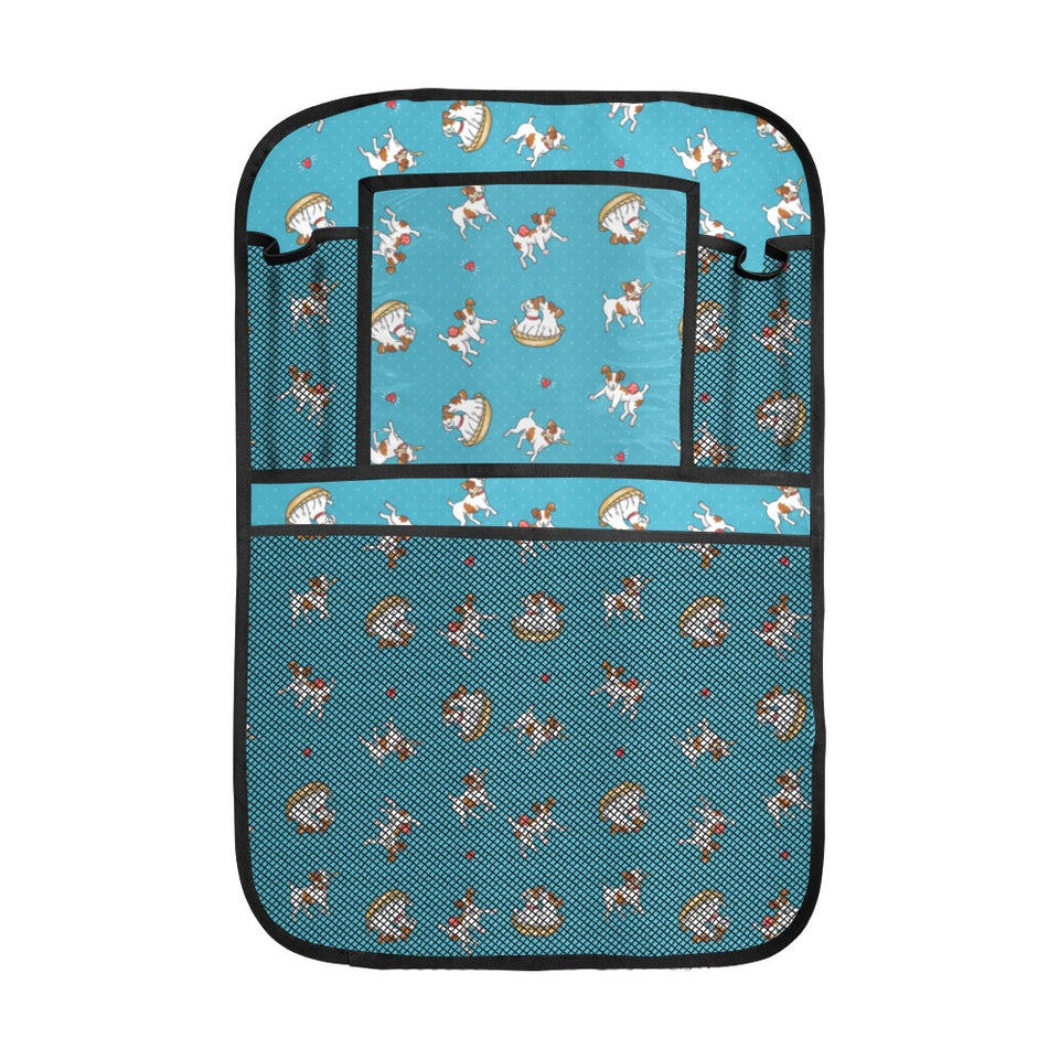 Jack Russel Pattern Print Design 03 Car Seat Back Organizer