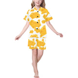 Cheese slice pattern Kids' Boys' Girls' V-Neck Short Pajama Set