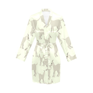 Little young goat pattern Women's Long Sleeve Belted Night Robe