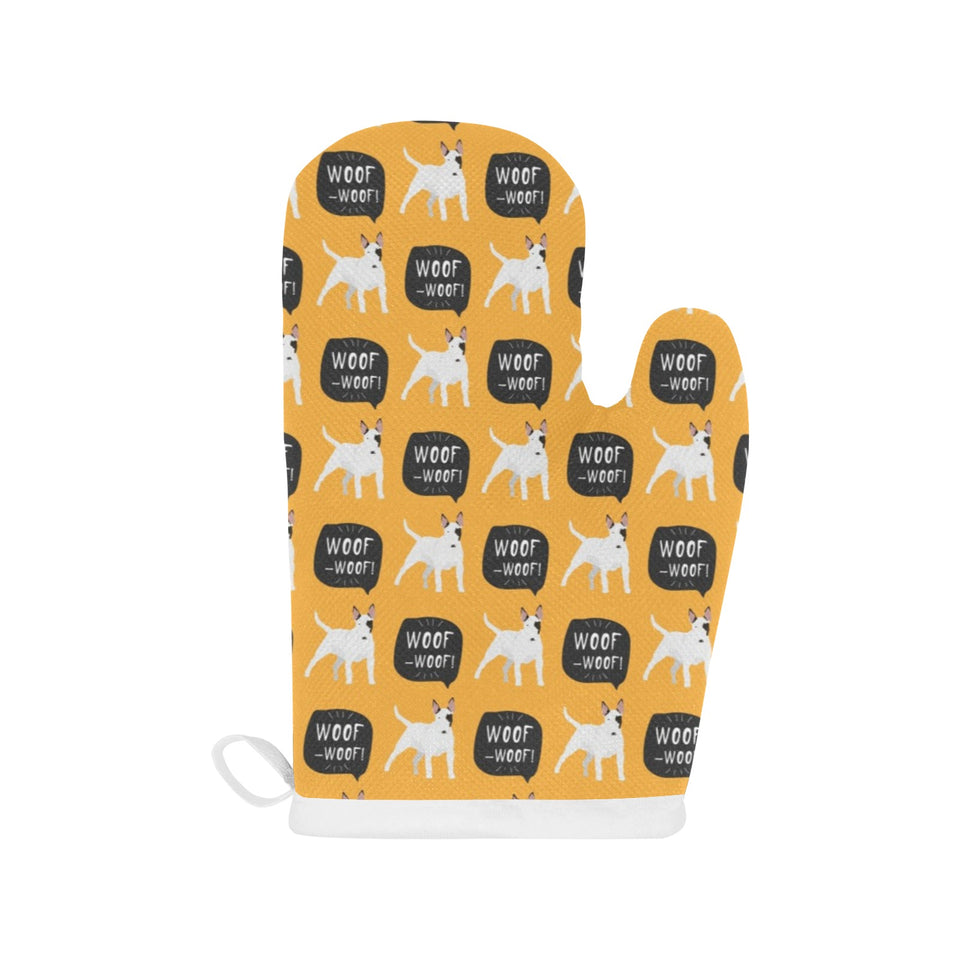 Bull Terrier Pattern Print Design 03 Heat Resistant Oven Mitts