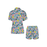 Colorful mushroom design pattern Women's V-Neck Short Pajama Set