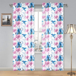 Hummingbird Pattern Print Design 02 Gauze Curtain