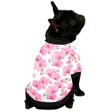pink purple orchid pattern background All Over Print Pet Dog Round Neck Fuzzy Shirt