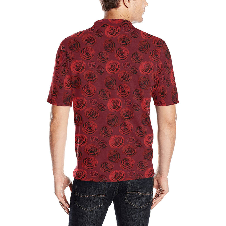 Rose Pattern Print Design 03 Men's All Over Print Polo Shirt