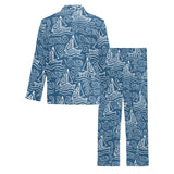 Hand drawn sailboat pattern Men's Long Pajama Set