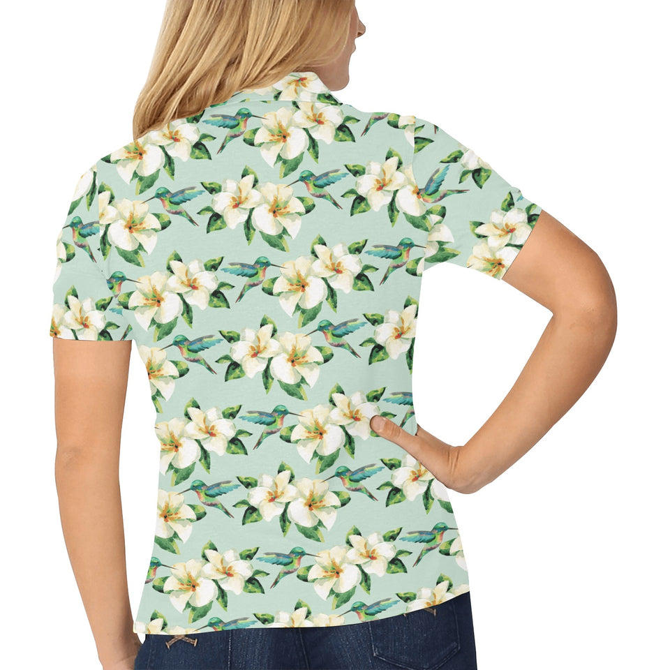 Hummingbird Pattern Print Design 01 Women's All Over Print Polo Shirt