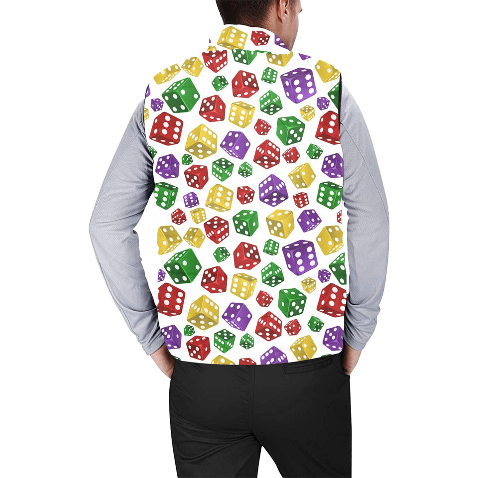 Dice Pattern Print Design 03 Men's Padded Vest