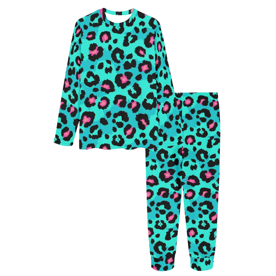 Green leopard skin print pattern Women's All Over Print Pajama Set