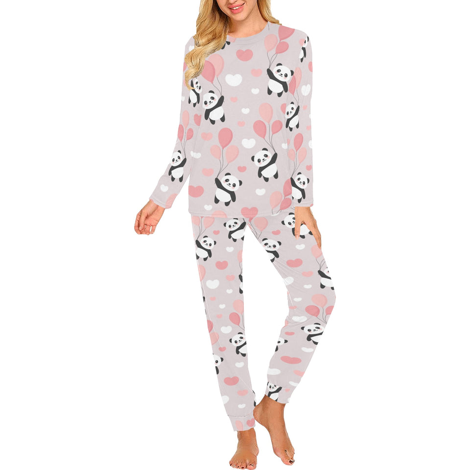 Cute panda ballon heart pattern Women's All Over Print Pajama Set