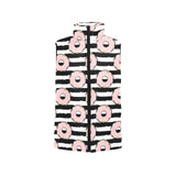 Donuts pink icing striped pattern Women's Padded Vest