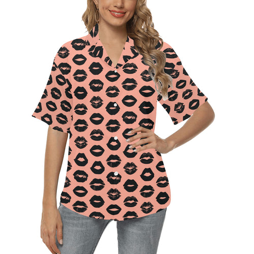 Lips Pattern Print Design 02 Women's All Over Print Hawaiian Shirt