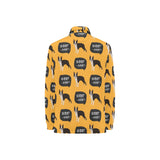 Boston terrier design pattern Women's Long Sleeve Polo Shirt