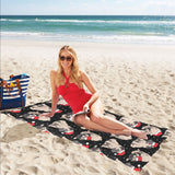 Christmas Pugs Santa_s red cap pattern Beach Towel