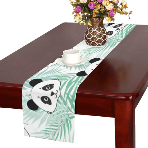 Panda pattern tropical leaves background Table Runner