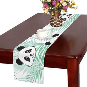 Panda pattern tropical leaves background Table Runner