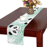 Panda pattern tropical leaves background Table Runner