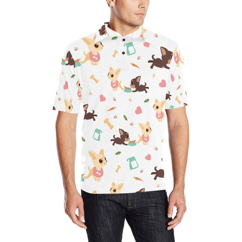 Cute Chihuahua puppie pattern Men's All Over Print Polo Shirt