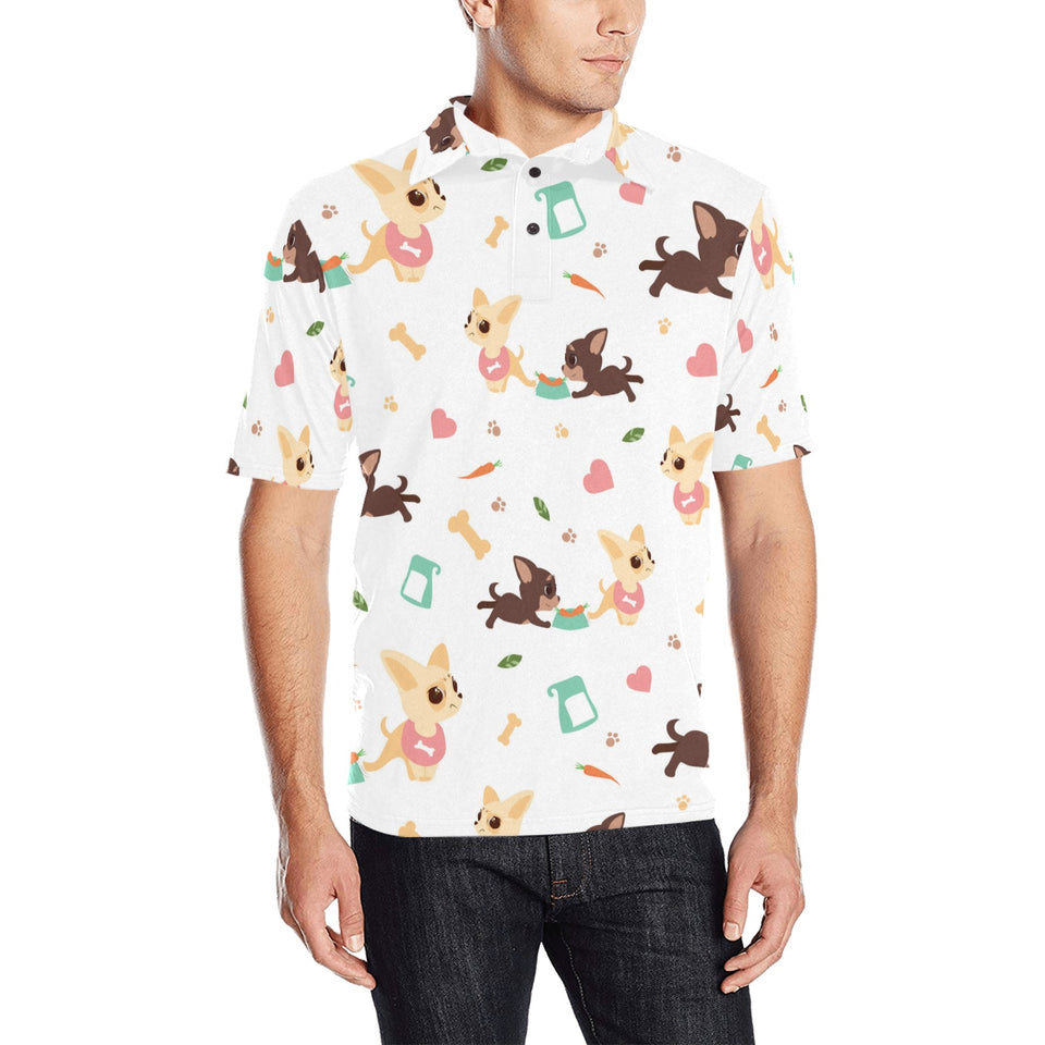 Cute Chihuahua puppie pattern Men's All Over Print Polo Shirt