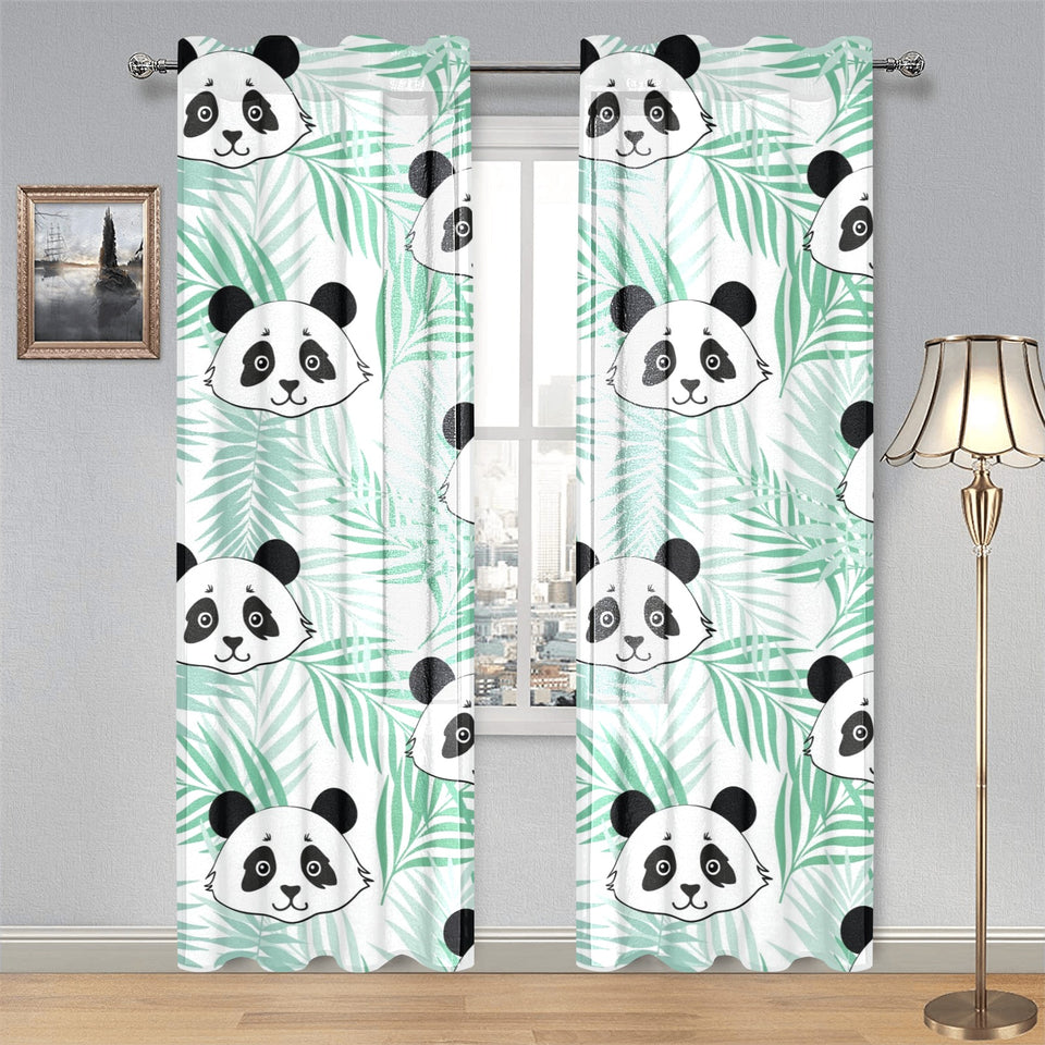 Panda pattern tropical leaves background Gauze Curtain