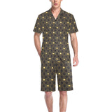 Casino Cards Suits Pattern Print Design 01 Men's V-Neck Short Pajama Set