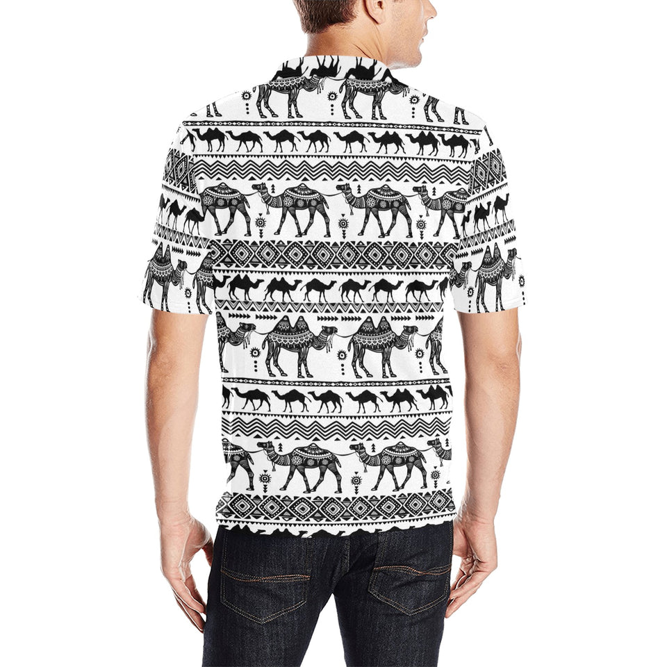 Camel polynesian tribal pattern Men's All Over Print Polo Shirt