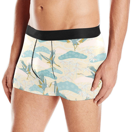 Bonsai bamboo stork japanese pattern cream theme Men's All Over Print Boxer Briefs Men's Underwear