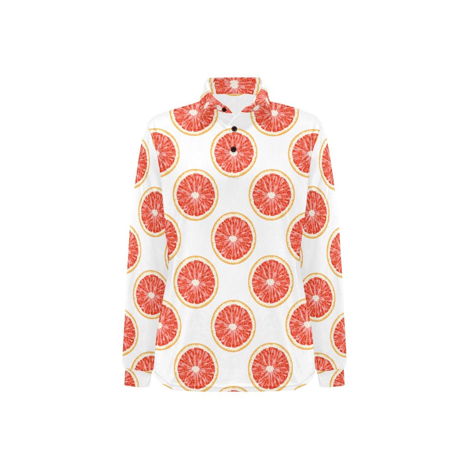 Grapefruit pattern Women's Long Sleeve Polo Shirt