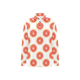 Grapefruit pattern Women's Long Sleeve Polo Shirt