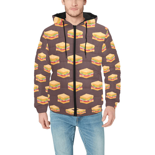 Sandwich Pattern Print Design 04 Men's Padded Hooded Jacket
