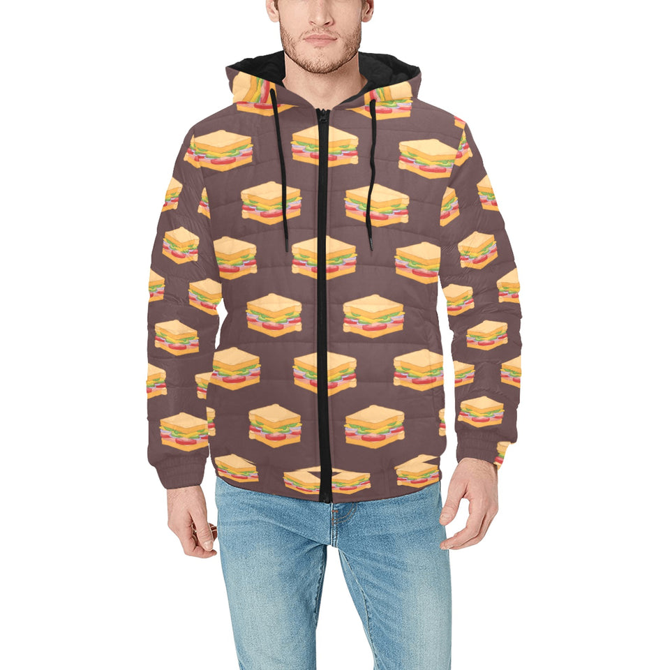 Sandwich Pattern Print Design 04 Men's Padded Hooded Jacket
